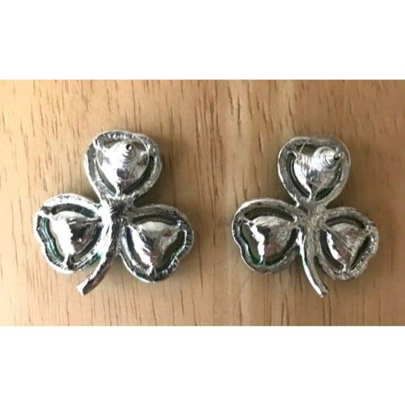 Shamrock Earrings Green Austrian Crystals Hearts Posts New St Patrick's … - Picture 11 of 11